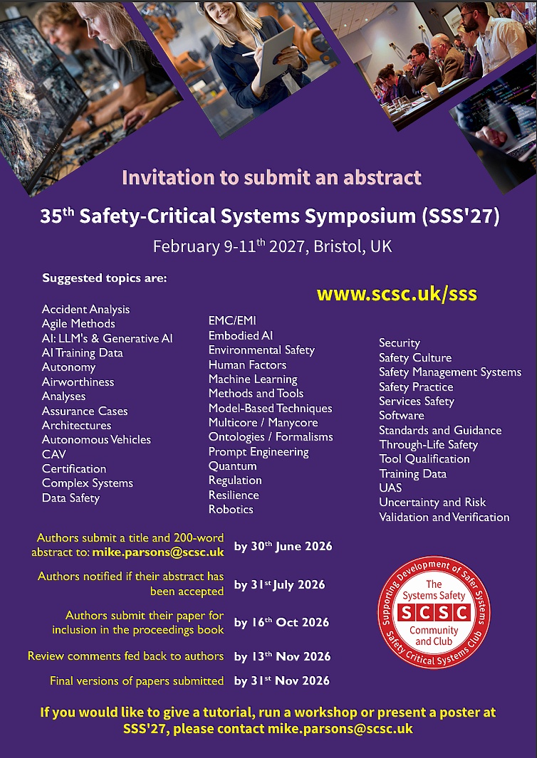 SSS'27 Safety Critical Systems Symposium 2027