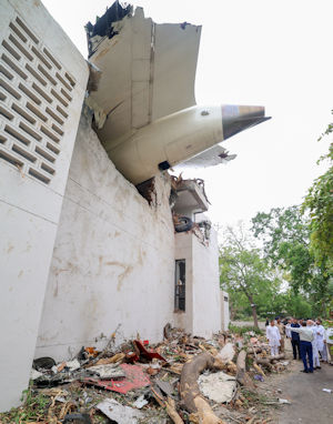 Crashed aircraft into a wall